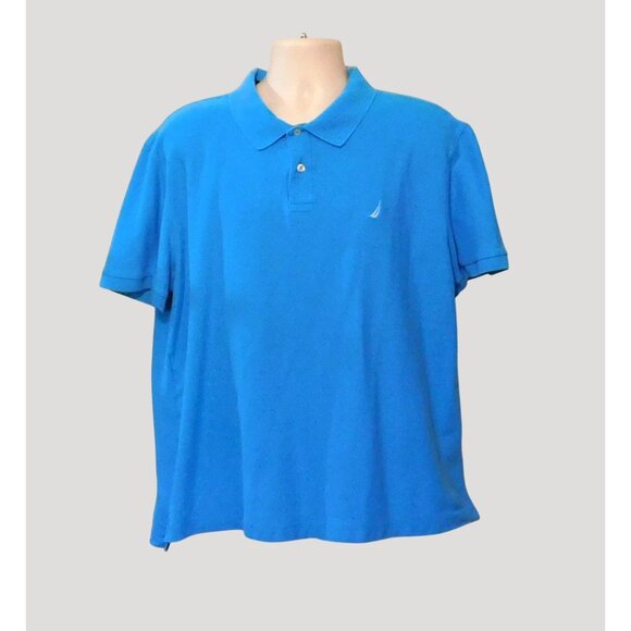Nautica True Deck Polo Shirt XXL Slim Fit Blue Short Sleeve Embroidered Logo - Picture 5 of 6